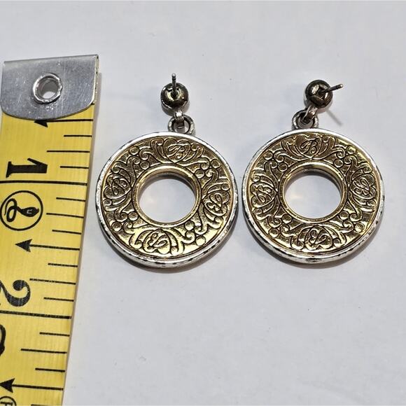 Brighton Scrolled Mixed Metals Dangle Post Earrings - Picture 4 of 7